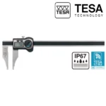 Pied à coulisse d'atelier digital IP67 TESA TWIN-CAL à faces de mesure d'intérieure arrondies et envoi de données